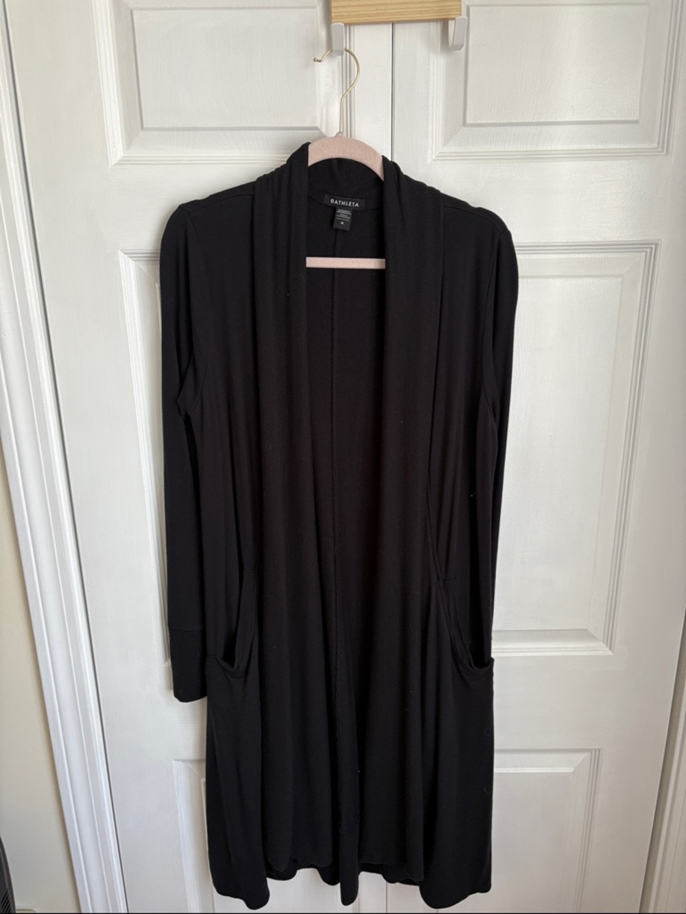 Athleta Black Open-Front Long Cardigan